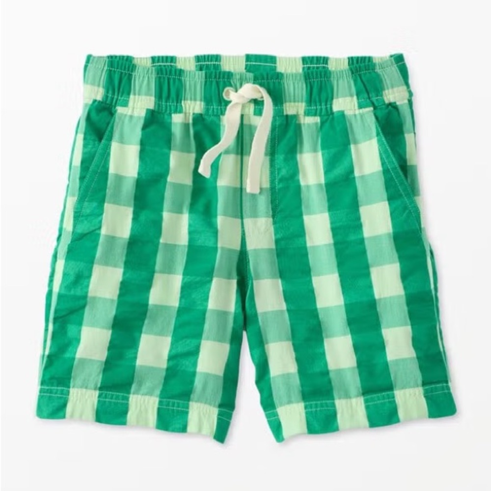 NWT - Hanna Andersson Gingham Cotton Shorts (Green) Size 6-7